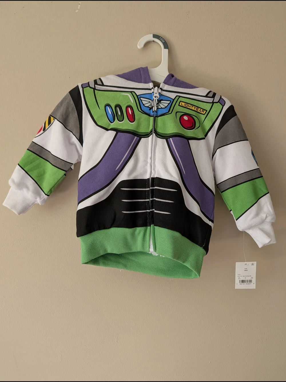 Buzz Lightyear Green & White Kids Sherpa Zip Up Jacket